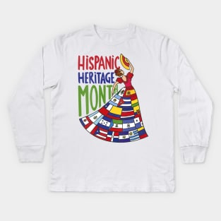 Latin Flags National Hispanic Heritage Month Kids Long Sleeve T-Shirt